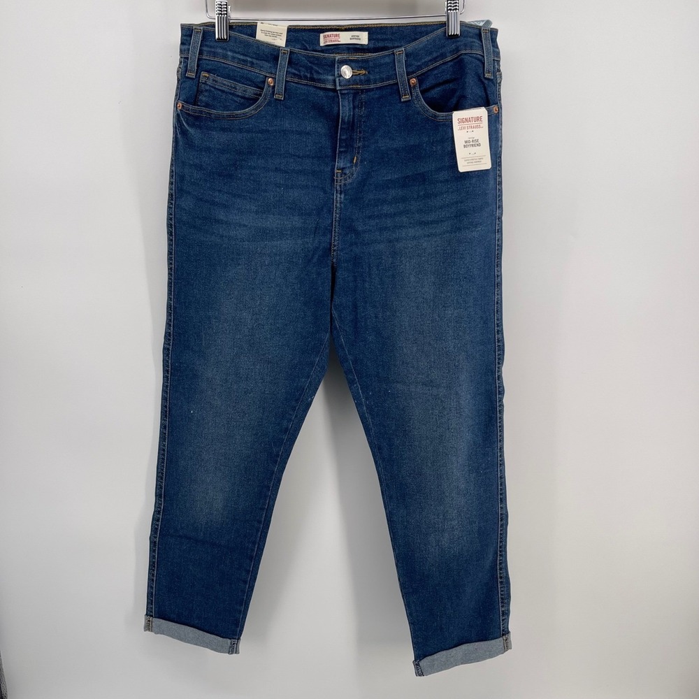 Signature Levi Strauss Heritage Mid-Rise Boyfriend Jeans Blue 14W32 NWT